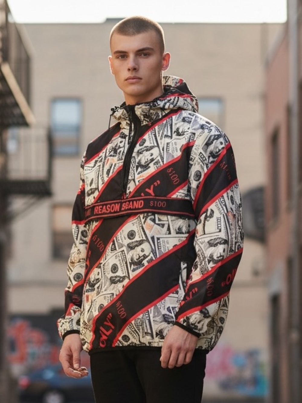 Reason pullover jacket‎ with money graphics
